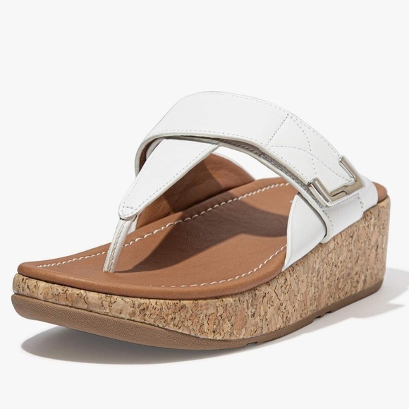 Fitflop Remi Toe Post Thongs Urban White Leather Adjustable Sandals Women’s 11 - Picture 15 of 15